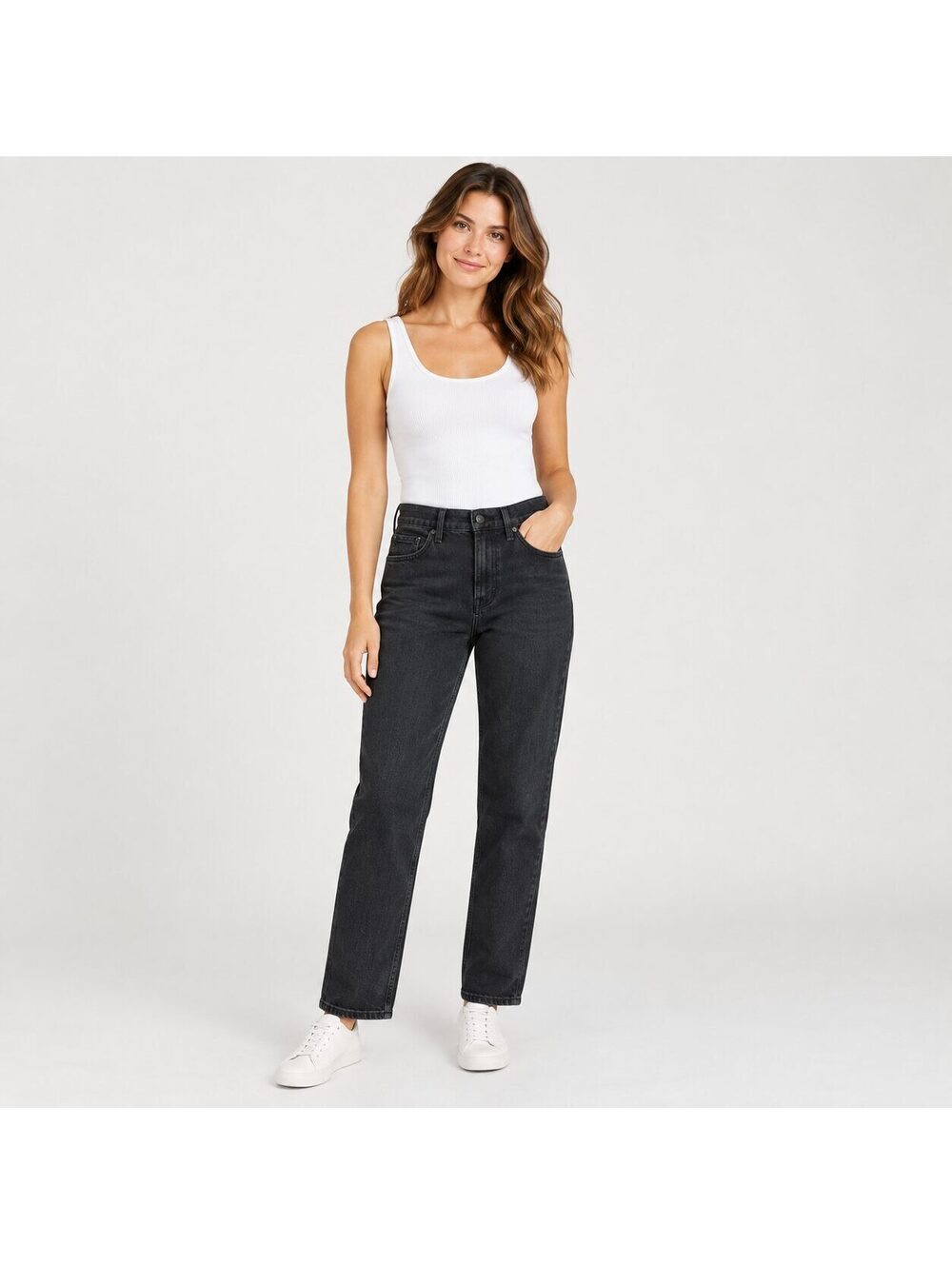 Everlane Women's Black Organic Cotton Stretch Straight Leg Jeans